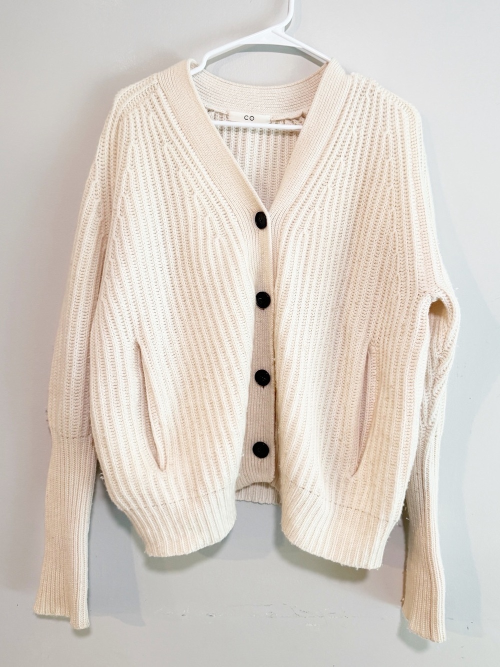 CO collection wool cashmere cardigan sweater ivory size small